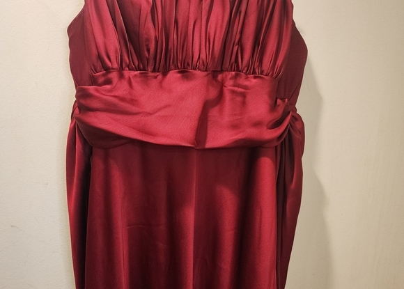 David's BRIDAL Red Plus Size Strapples Satin Long Formal Dress size 20 - Picture 4 of 11